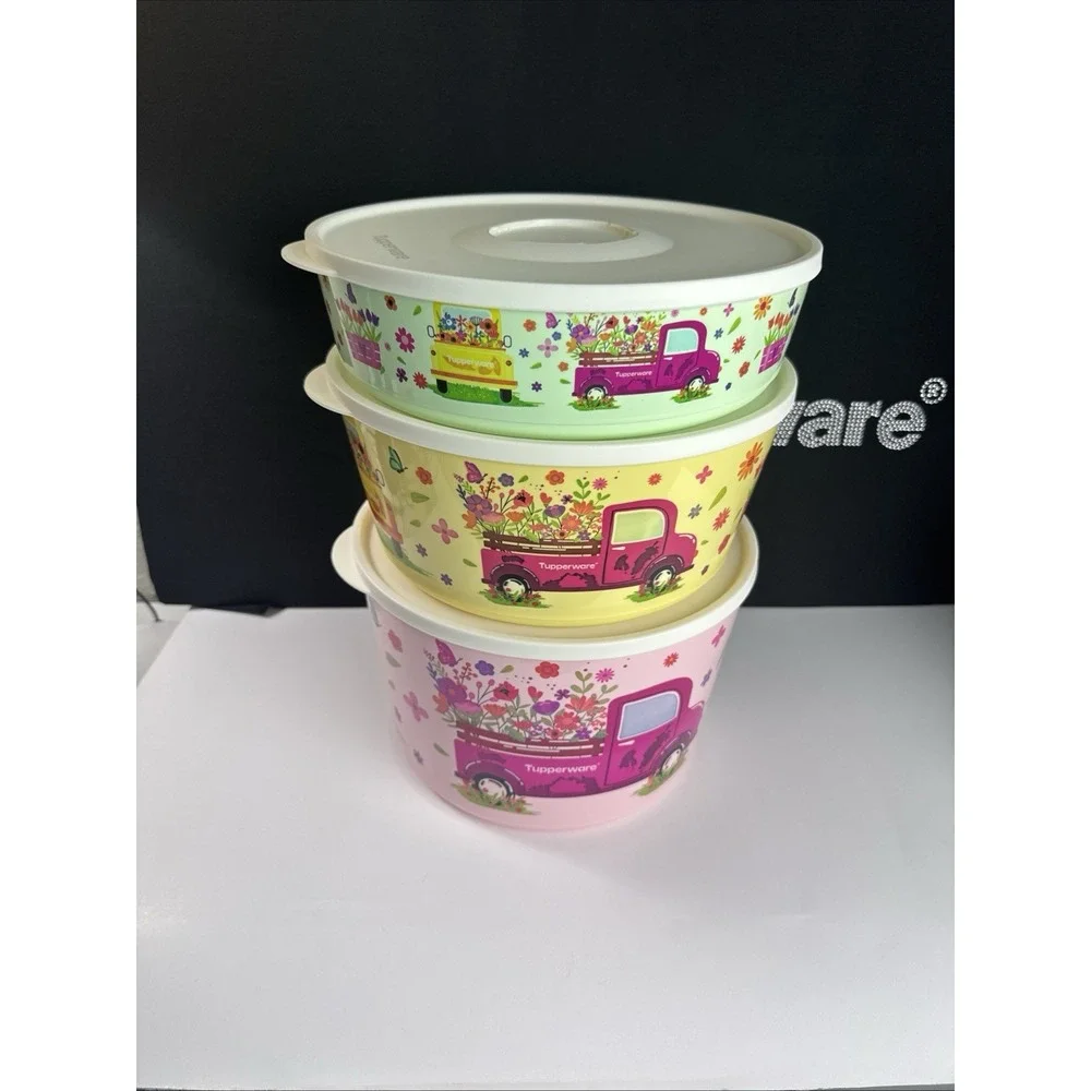 Tupperware Stacking Store, Click Spring Flower Truck 28 Cup,  18 Cup 10.5 Cup